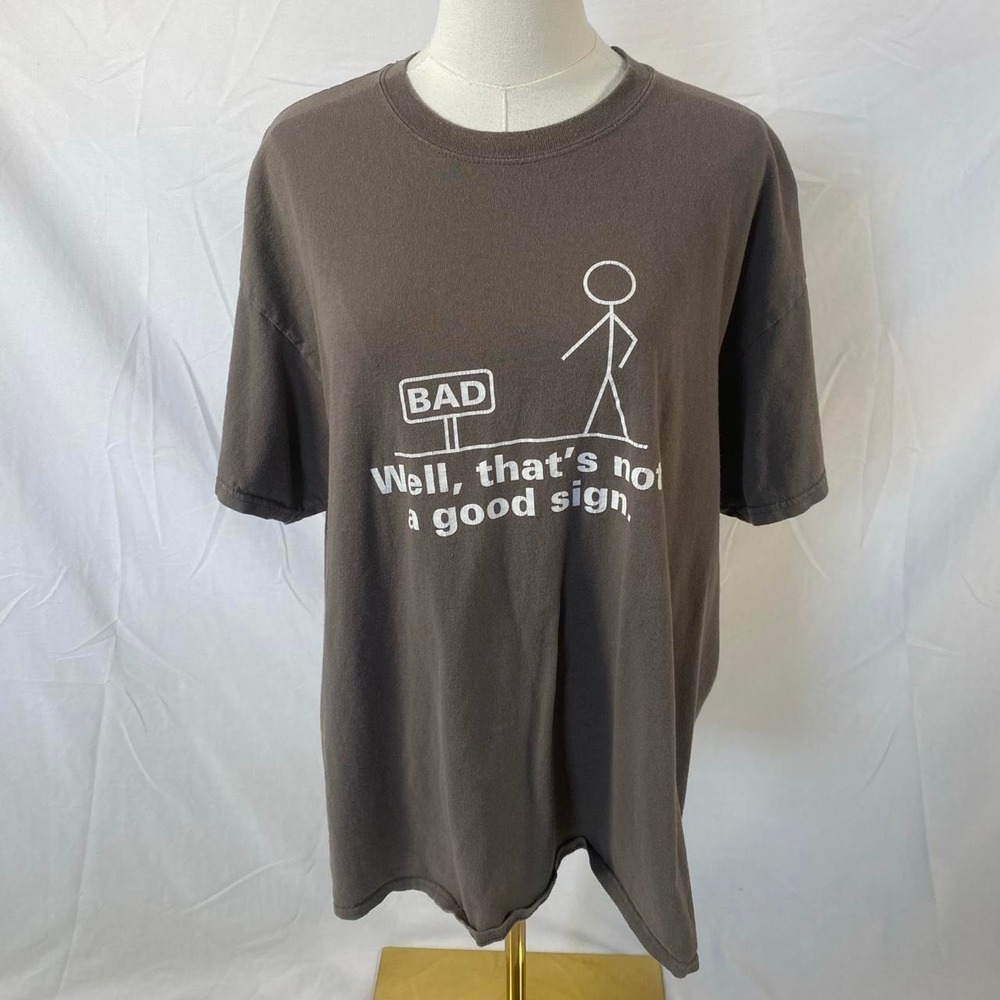 Feelin Good Tees brown stick man funny t shirt size xl casual